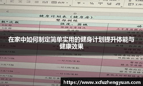 在家中如何制定简单实用的健身计划提升体能与健康效果